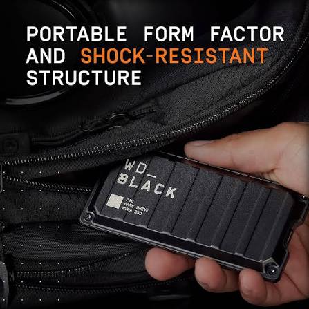 WD_BLACK P40 — Black gaming external SSD with RGB lighting